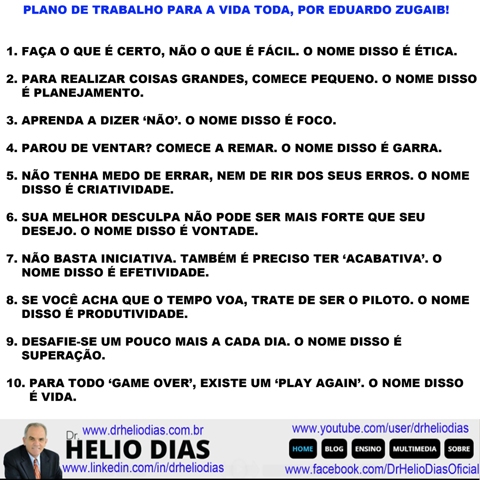 Plano de trabalho para a vida toda!
